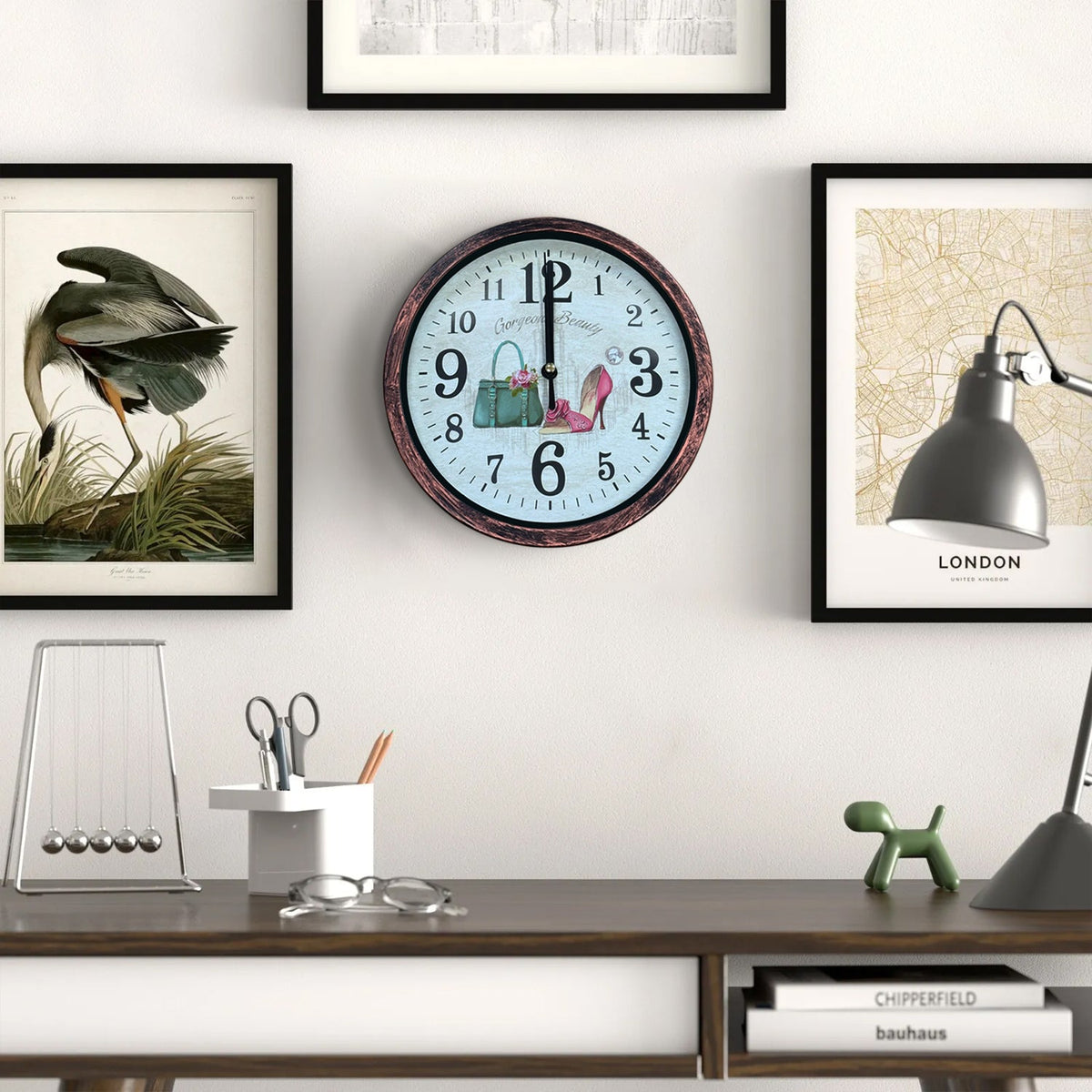 Shabby Chic Wall Clock – 20 cm, Rustic Copper Frame, Design Sent at Random - photo 12