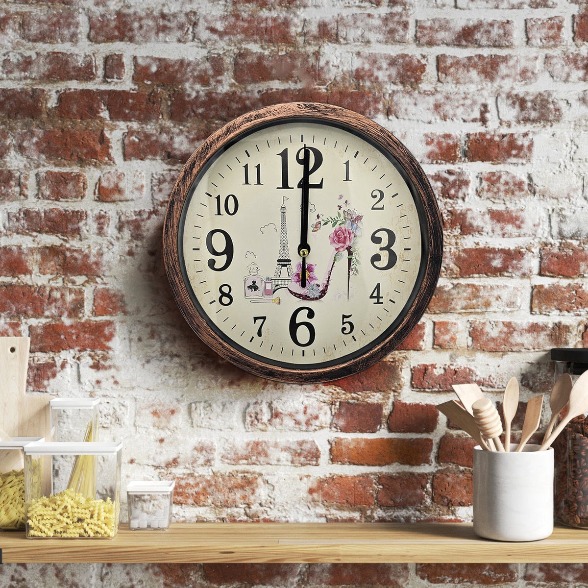 Shabby Chic Wall Clock – 20 cm, Rustic Copper Frame, Design Sent at Random - photo 19