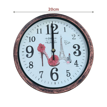 Shabby Chic Wall Clock – 20 cm, Rustic Copper Frame, Design Sent at Random