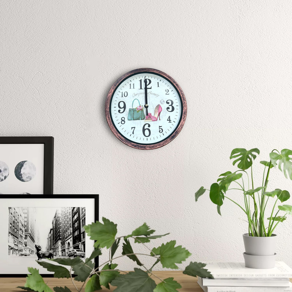 Shabby Chic Wall Clock – 20 cm, Rustic Copper Frame, Design Sent at Random - photo 4