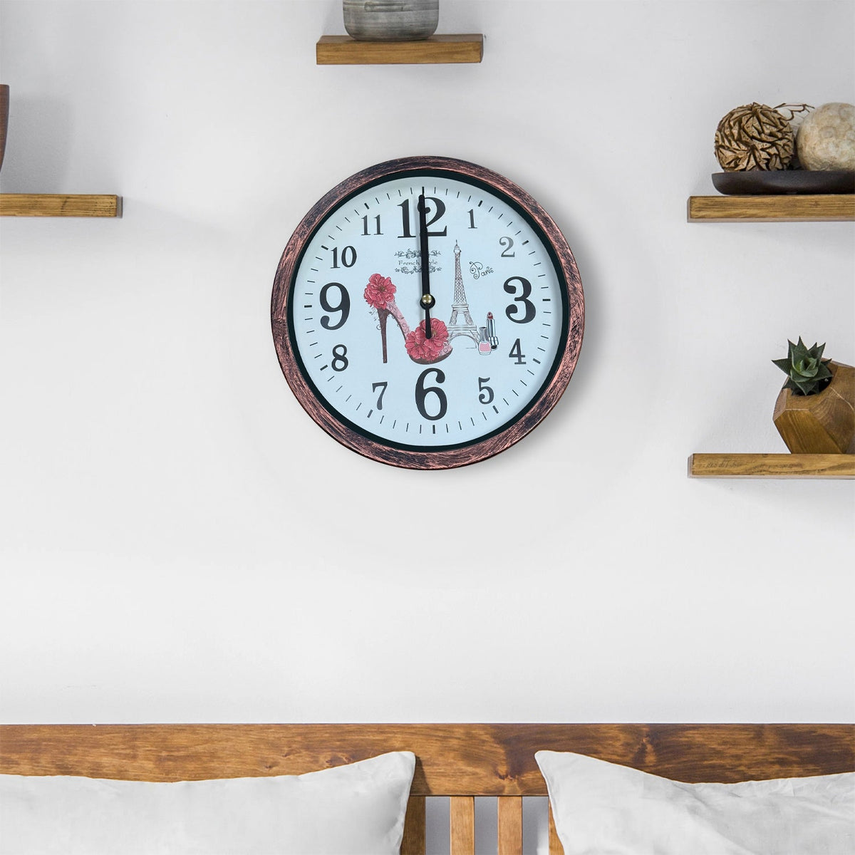 Shabby Chic Wall Clock – 20 cm, Rustic Copper Frame, Design Sent at Random - photo 5
