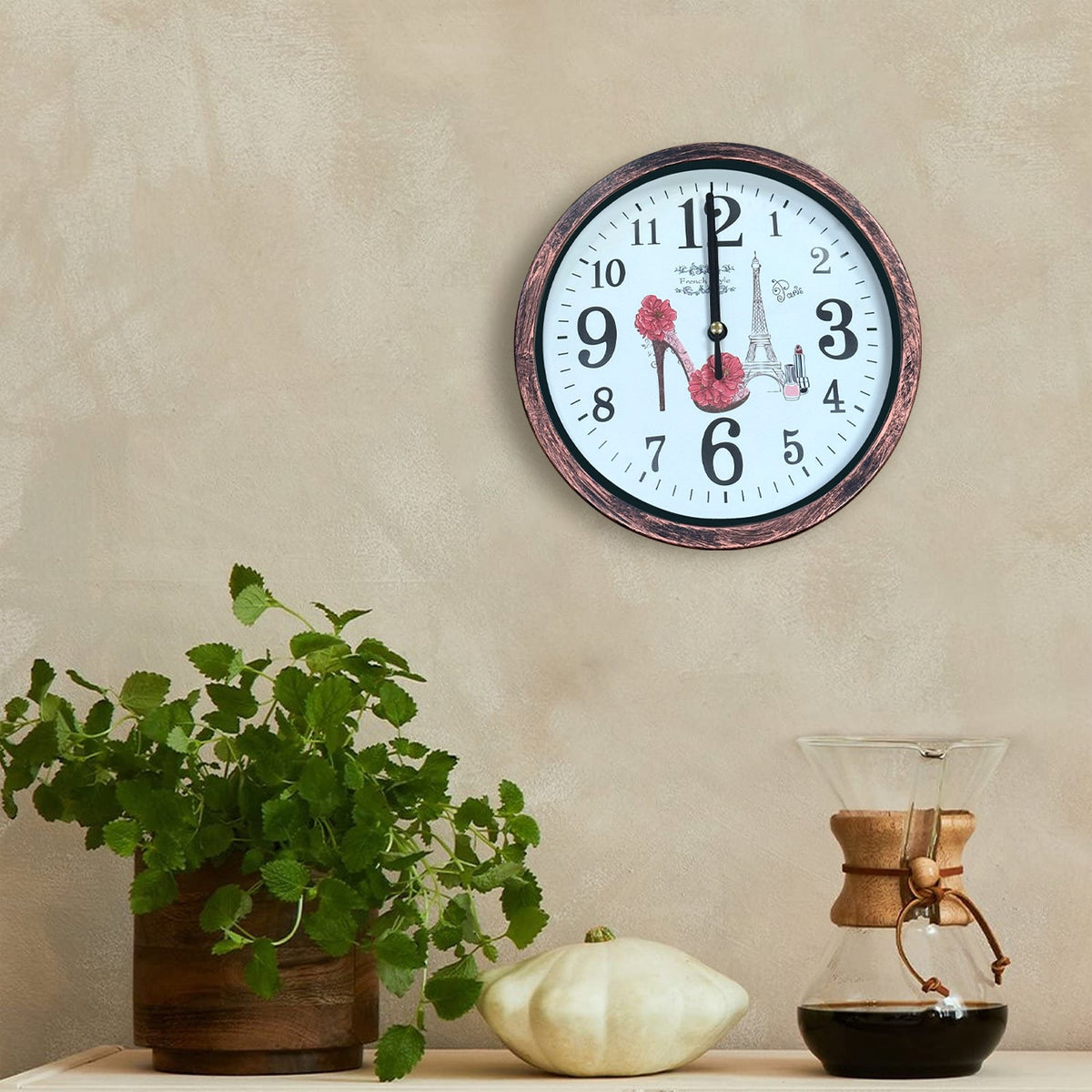 Shabby Chic Wall Clock – 20 cm, Rustic Copper Frame, Design Sent at Random - photo 9