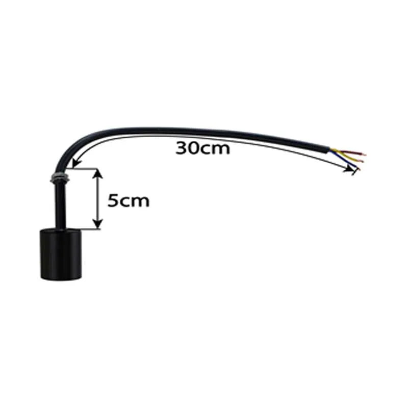 Slim Black E27 Lamp Holder on 5-15 cm Rod – 30 cm Cable - 5 cm, Black, Single
