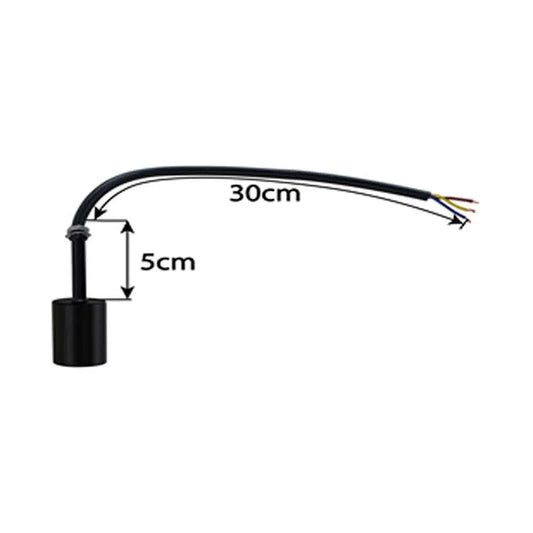 Slim Black E27 Lamp Holder on 5-15 cm Rod – 30 cm Cable - 5 cm, Black, Single