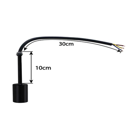 Slim Black E27 Lamp Holder on 5-15 cm Rod – 30 cm Cable - 10 cm, Black, Single