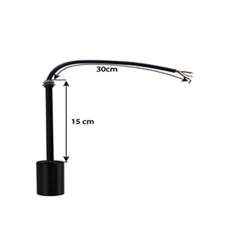 Slim Black E27 Lamp Holder on 5-15 cm Rod – 30 cm Cable - 15 cm, Black, Single