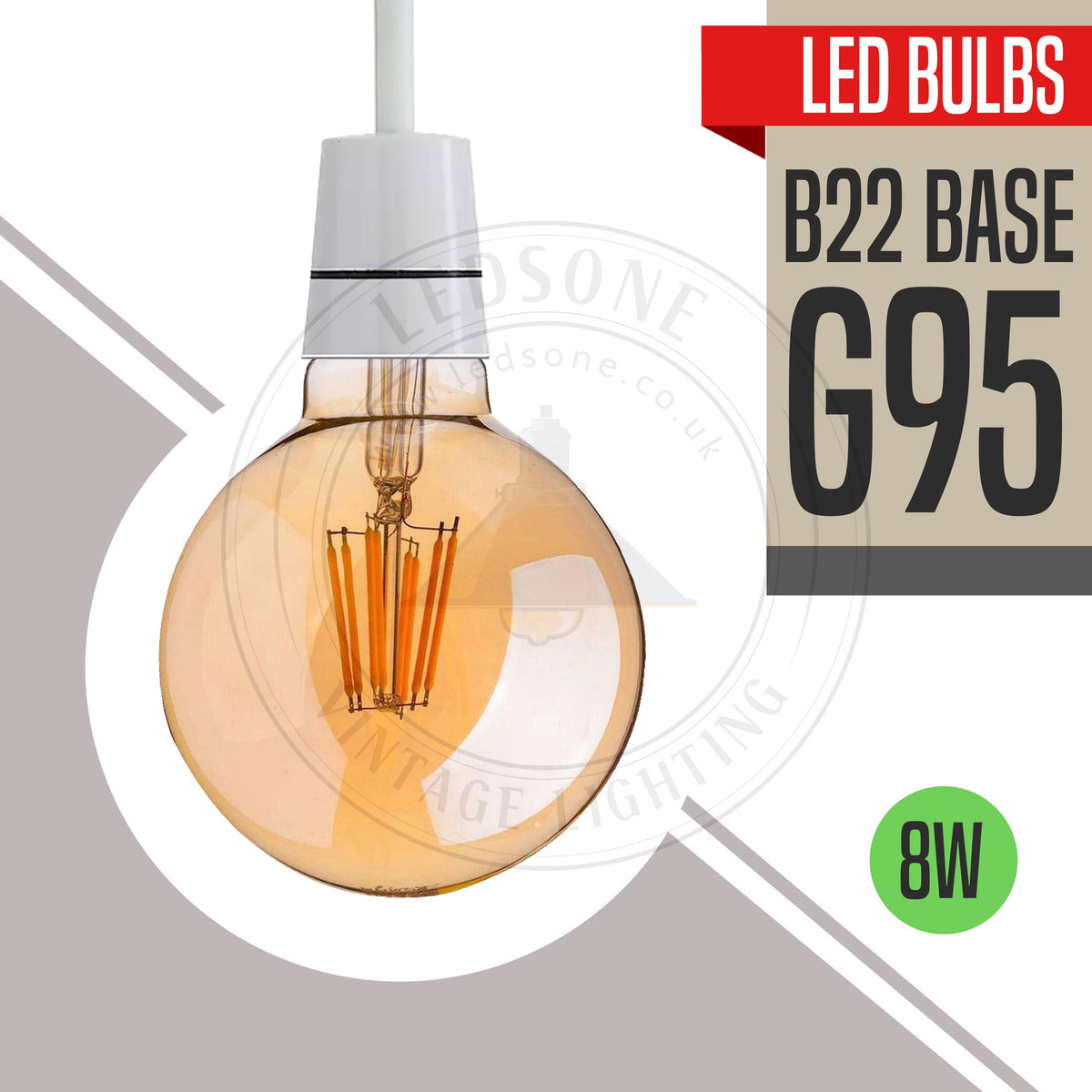 G95 B22 Incandescent Vintage Bulb Dimmable Amber - photo 20