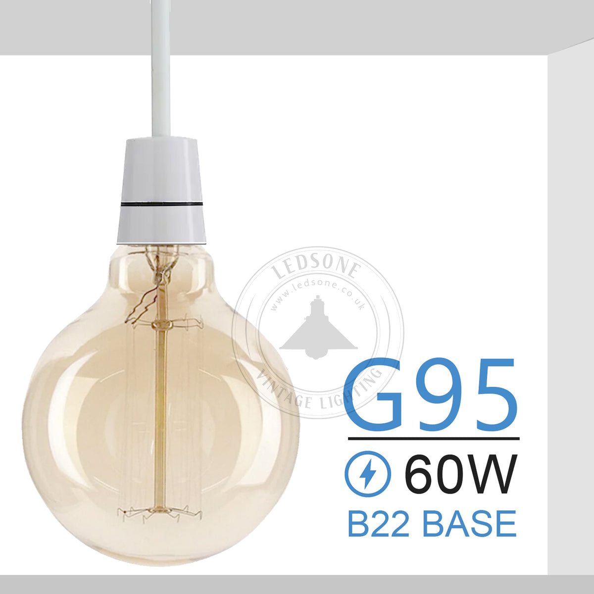 G95 B22 Incandescent Vintage Bulb Dimmable Amber - photo 22