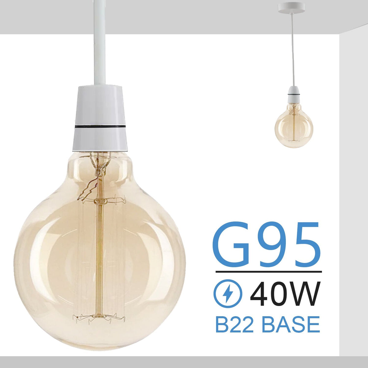 G95 B22 Incandescent Vintage Bulb Dimmable Amber - 40W, Single