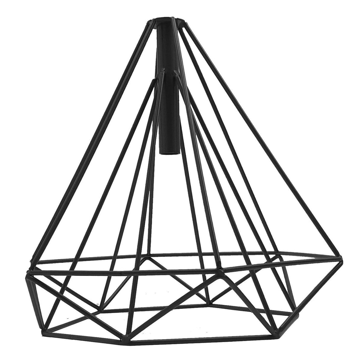 Pointed Geometric Cage Lamp Shade – 7 Colours, Easy Fit - Black, Shade Only, Single