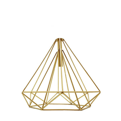 Pointed Geometric Cage Lamp Shade – 7 Colours, Easy Fit - Gold, Shade Only, Single