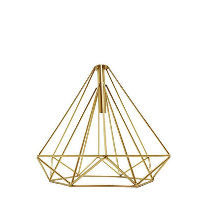 Pointed Geometric Cage Lamp Shade – 7 Colours, Easy Fit - Gold, with Reducer Ring, Single
