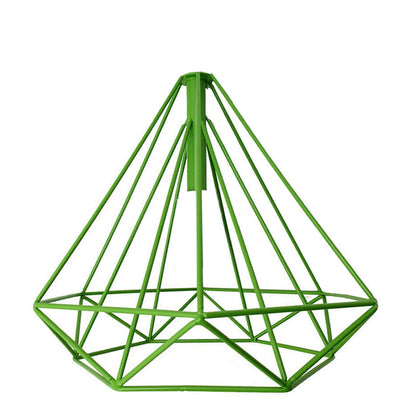 Pointed Geometric Cage Lamp Shade – 7 Colours, Easy Fit - Green, Shade Only, Single