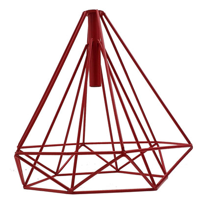 Pointed Geometric Cage Lamp Shade – 7 Colours, Easy Fit - Red, Shade Only, Single