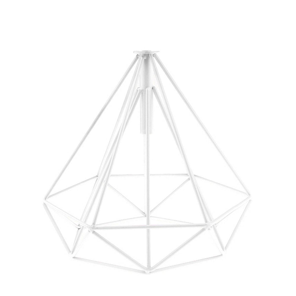 Pointed Geometric Cage Lamp Shade – 7 Colours, Easy Fit - White, Shade Only, Single