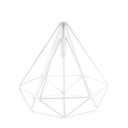 Pointed Geometric Cage Lamp Shade – 7 Colours, Easy Fit - White, Shade Only, Single