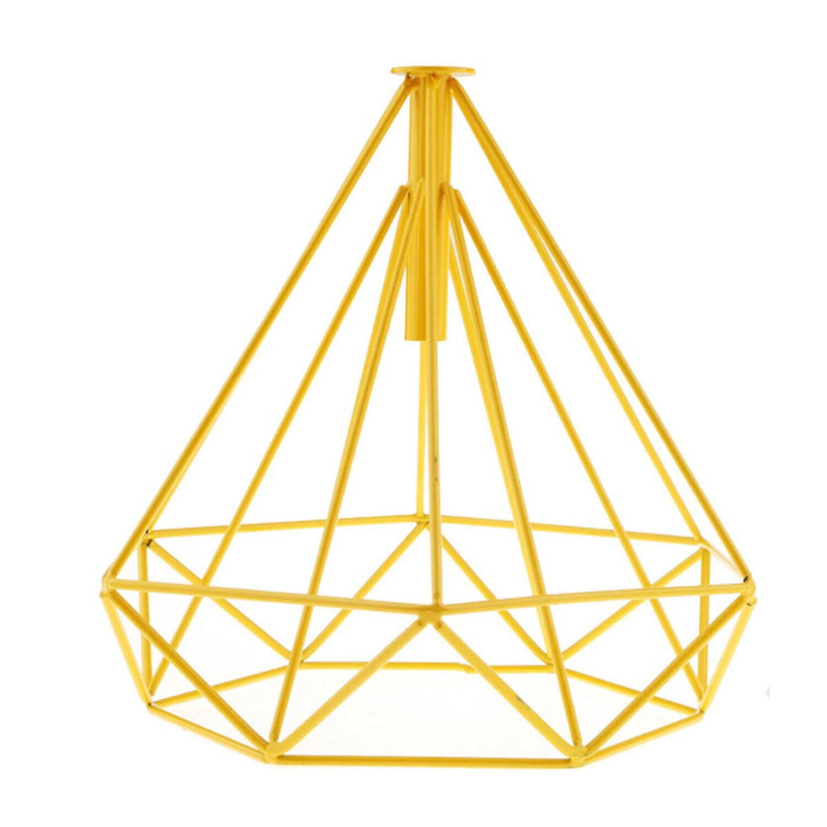 Pointed Geometric Cage Lamp Shade – 7 Colours, Easy Fit - Yellow, Shade Only, Single