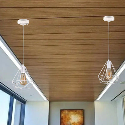 White Diamond Cage Pendant Light – E27, Adjustable Cable - photo 5