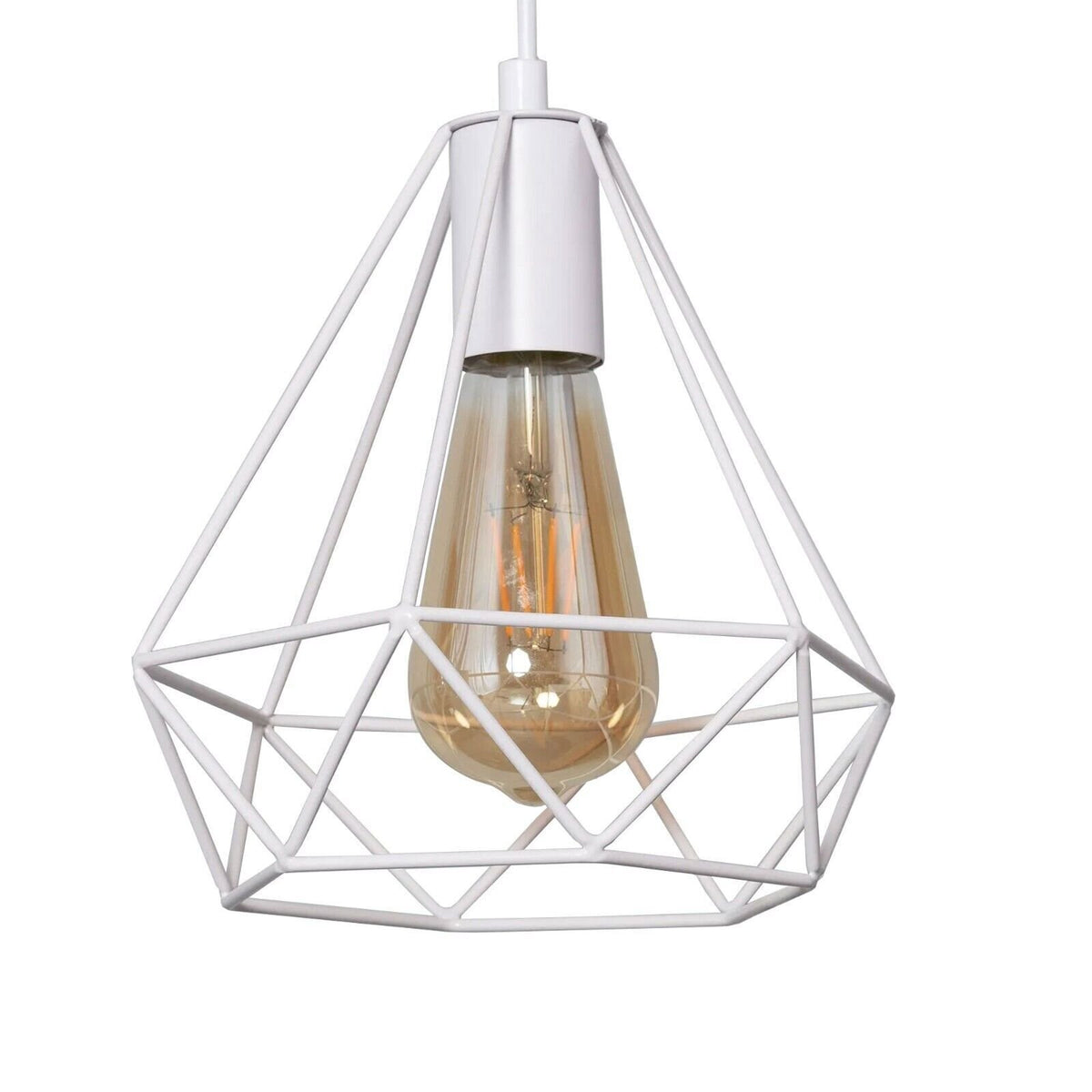 White Diamond Cage Pendant Light – E27, Adjustable Cable