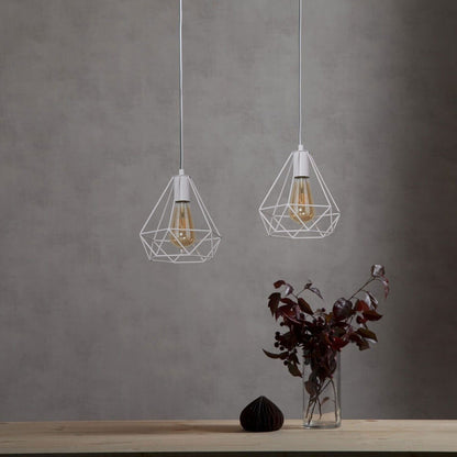 White Diamond Cage Pendant Light – E27, Adjustable Cable - photo 3