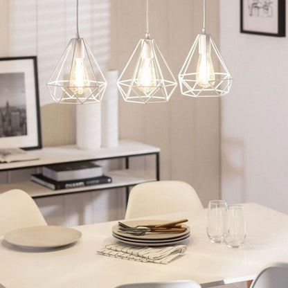 White Diamond Cage Pendant Light – E27, Adjustable Cable - photo 4