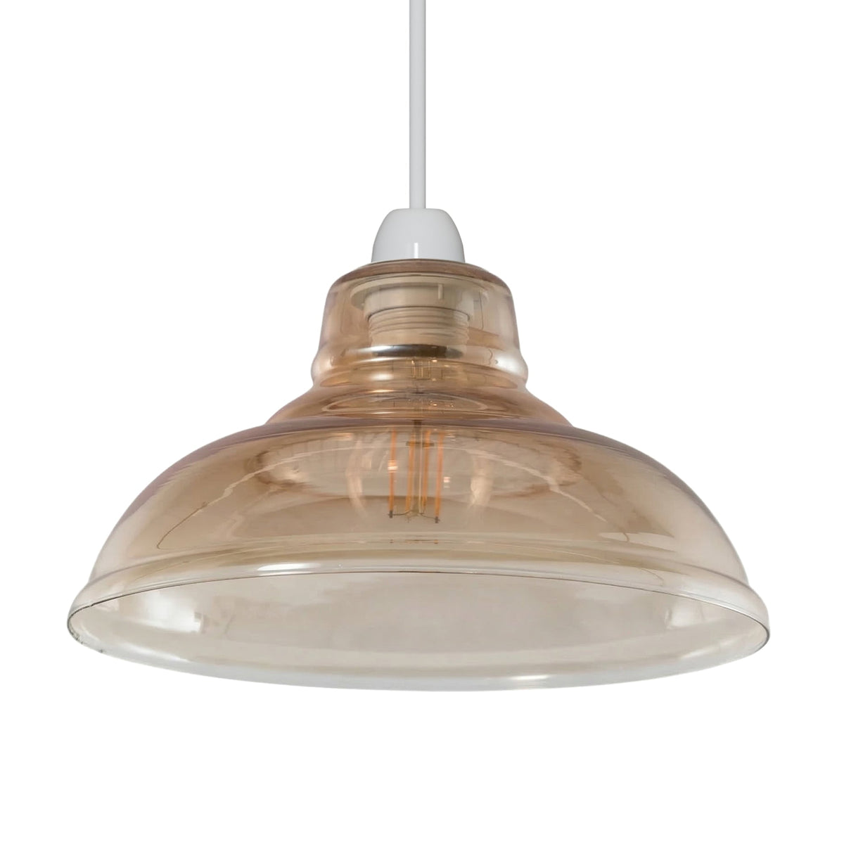 Amber Glass Dome Lamp Shade 28 cm – with Shade Ring