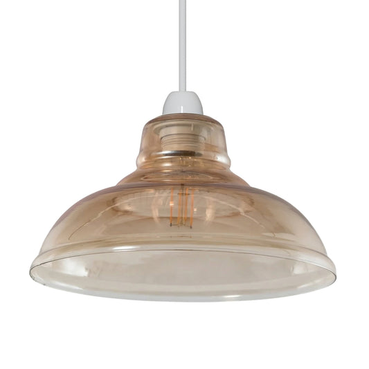 Amber Glass Dome Lamp Shade 28 cm – with Shade Ring