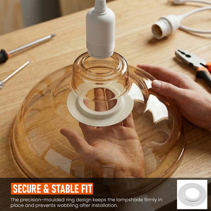Amber Glass Dome Lamp Shade 28 cm – with Shade Ring - photo 3