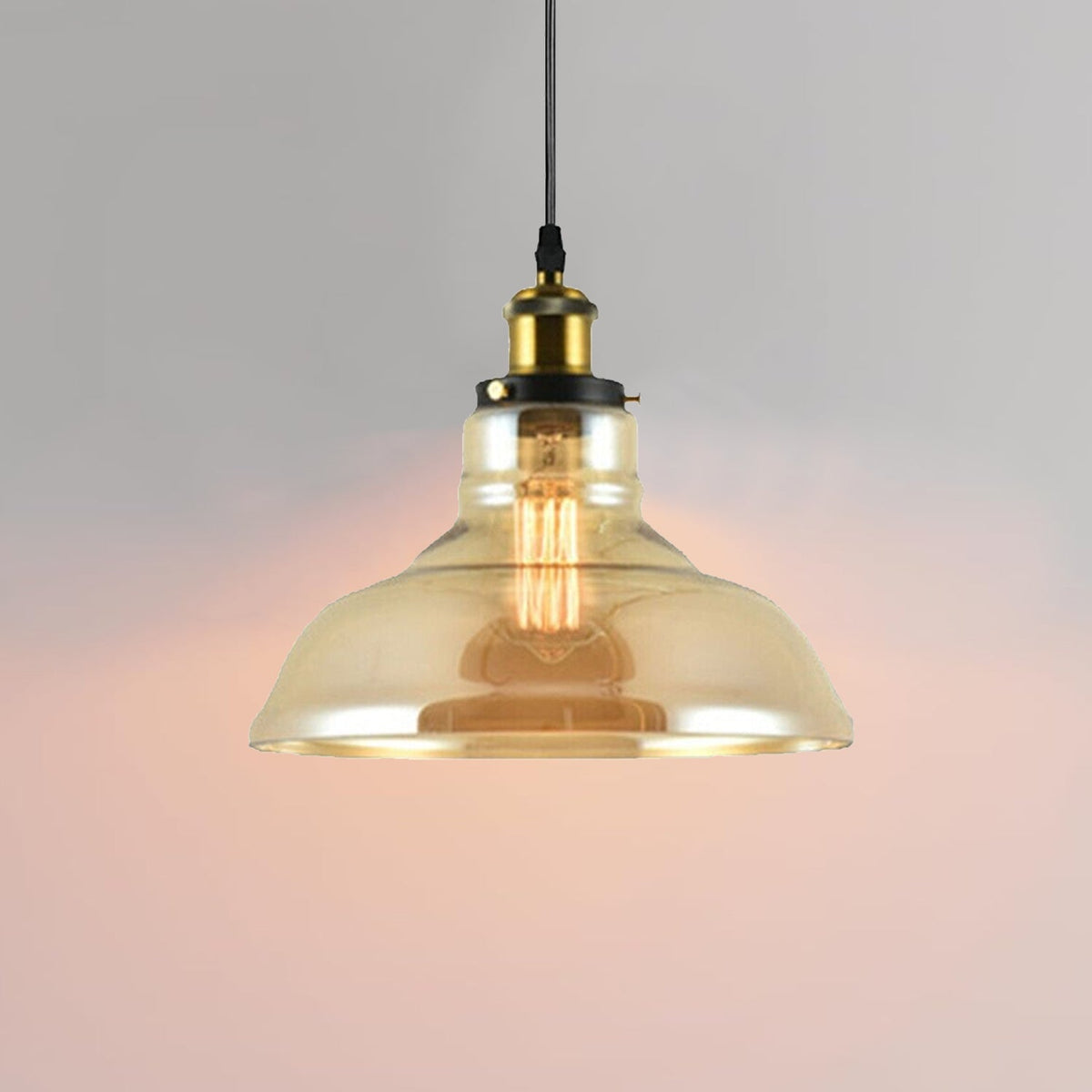 Amber Glass Dome Lamp Shade 28 cm – with Shade Ring - photo 7