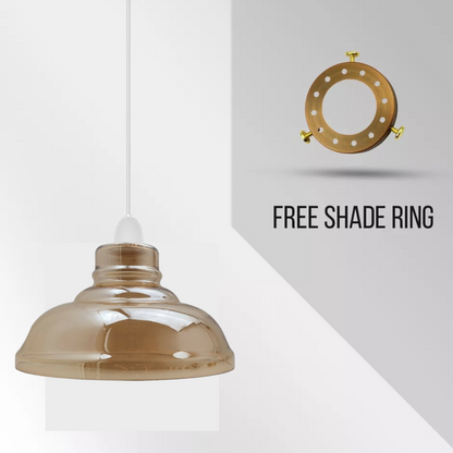 Amber Glass Dome Lamp Shade 28 cm – with Shade Ring - photo 9
