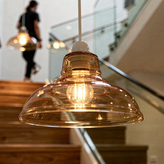 Amber Glass Dome Lamp Shade 28 cm – with Shade Ring - photo 2