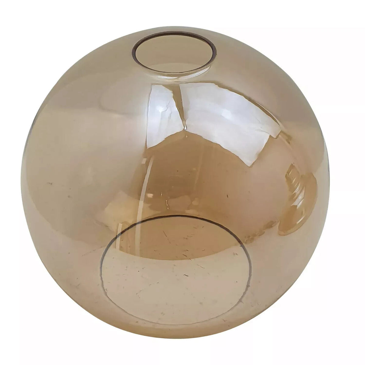 Amber Glass Globe Lamp Shade 20 cm – with Shade Ring - 20 cm with Yellow Brass Shade Ring, Amber, Single