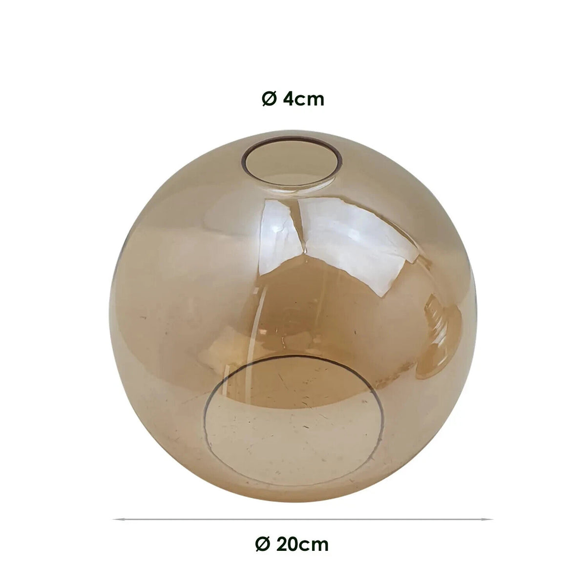 Amber Glass Globe Lamp Shade 20 cm – with Shade Ring - photo 2