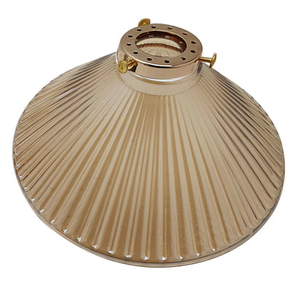 Amber Ribbed Glass Cone Lamp Shade 25 cm – with Shade Ring - 25 cm with French Gold Shade Ring, Amber, Single