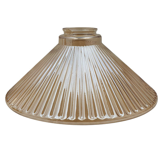 Amber Ribbed Glass Cone Lamp Shade 25 cm – with Shade Ring - photo 2