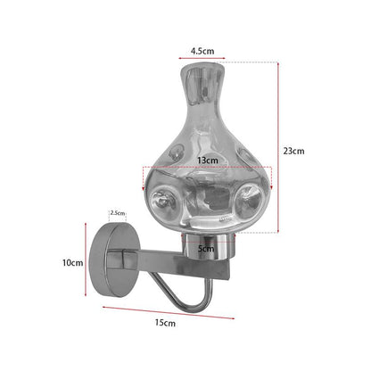 Smoked Glass Vase Wall Light – Chrome, E27 - photo 2