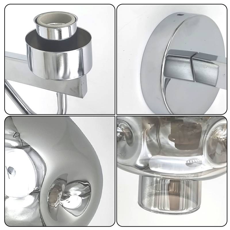 Smoked Glass Vase Wall Light – Chrome, E27 - photo 4