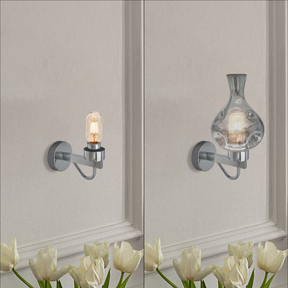 Smoked Glass Vase Wall Light – Chrome, E27 - photo 7