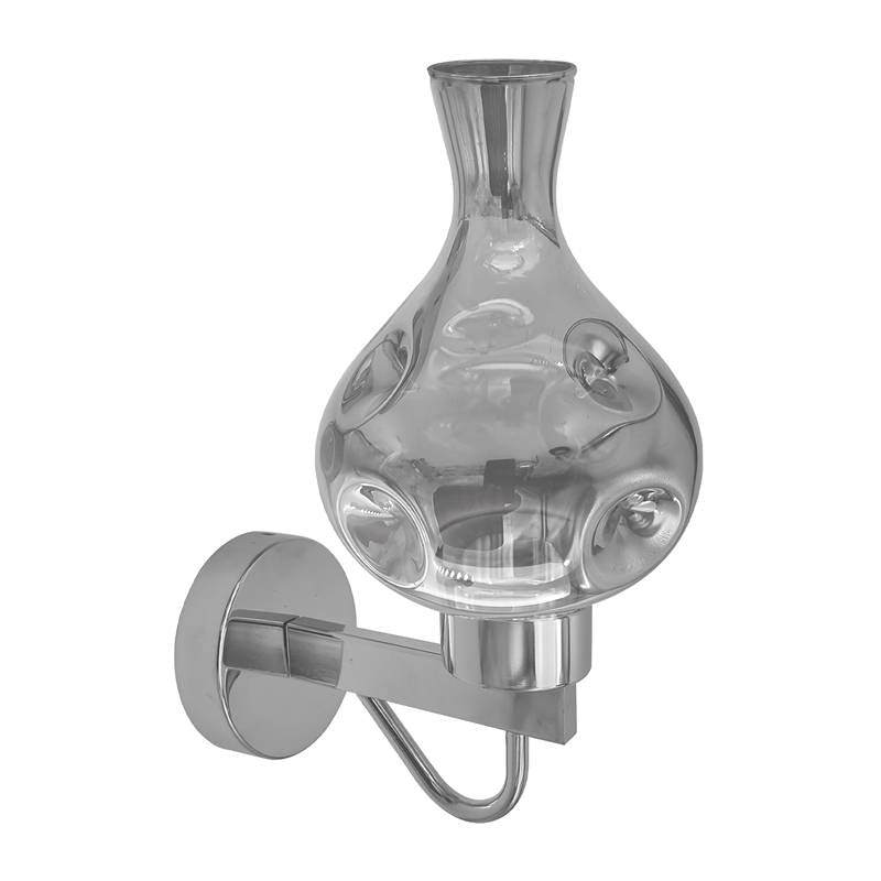 Smoked Glass Vase Wall Light – Chrome, E27 - Smoky Chrome, No Shade, Without Bulb