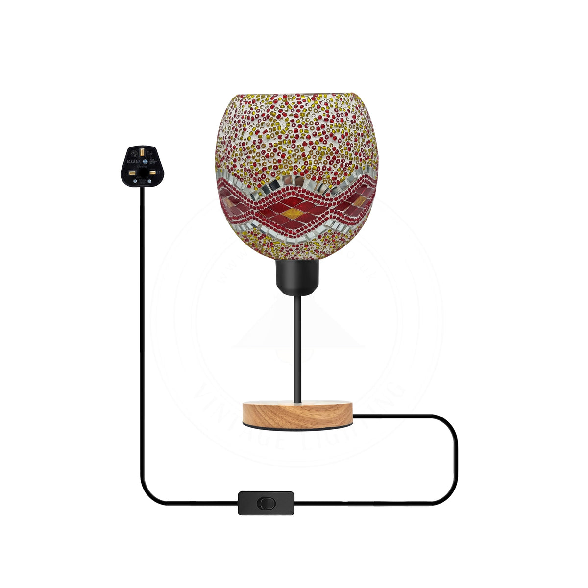 Globe Handcrafted Mosaic Table Lamp E27 Multi-coloured Glass - Without Bulb
