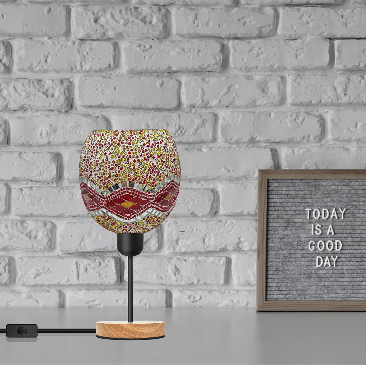 Globe Handcrafted Mosaic Table Lamp E27 Multi-coloured Glass