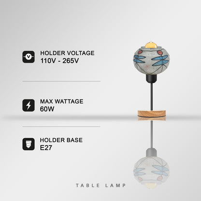 Globe Mosaic Glass Table Lamp E27 Wooden Base 2M Cord - photo 2