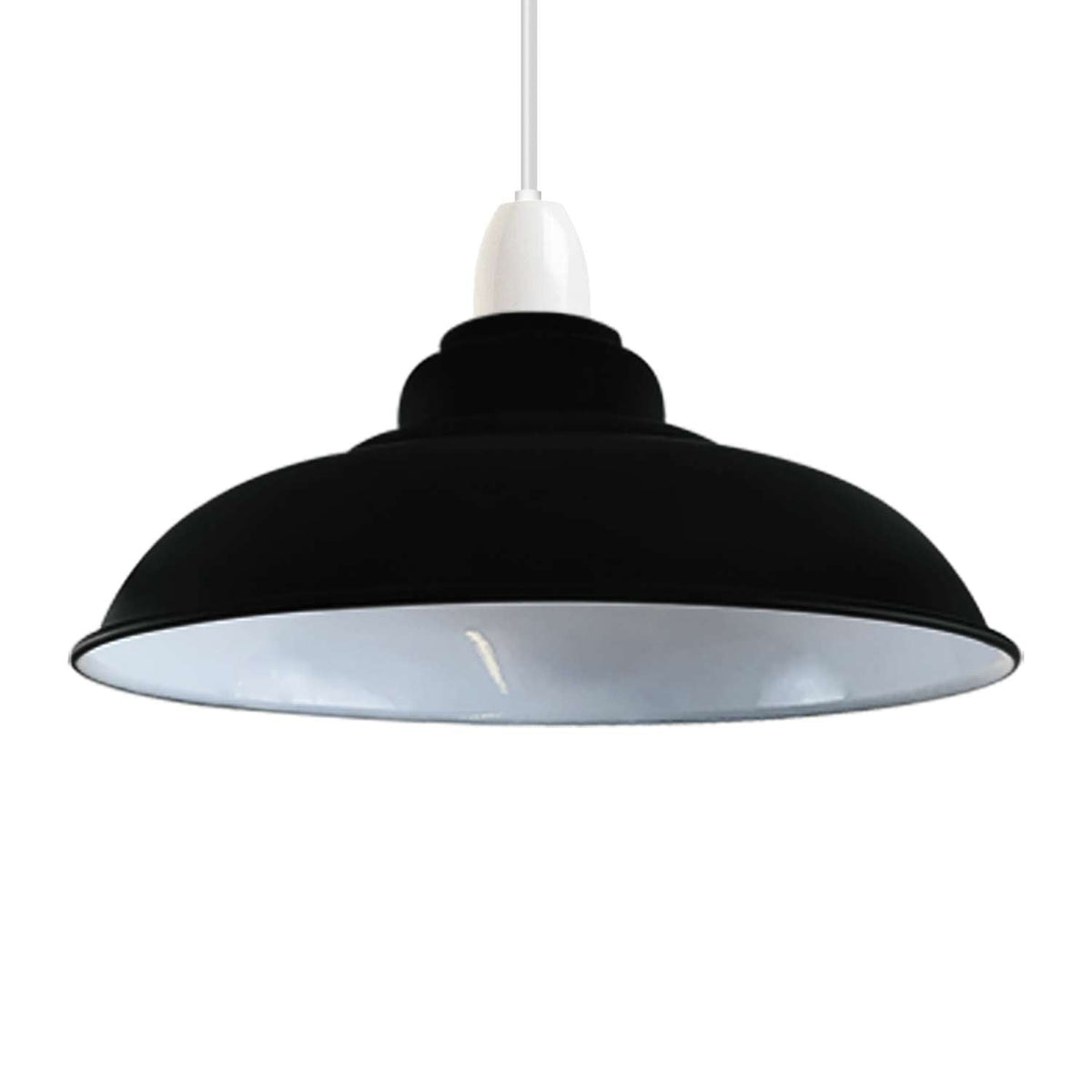 Gloss Metal Lamp Shade 32 cm – Easy Fit, 13 Colours - Black & White Inner, Single, 32 cm with Reducer Ring