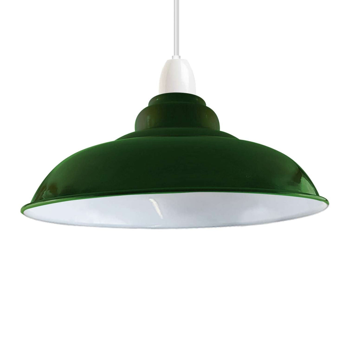 Gloss Metal Lamp Shade 32 cm – Easy Fit, 13 Colours - Green, Single, 32 cm with Reducer Ring