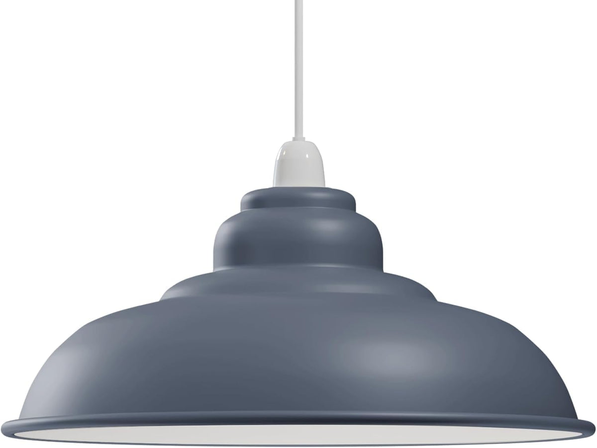 Gloss Metal Lamp Shade 32 cm – Easy Fit, 13 Colours - Grey, Single, 32 cm with Reducer Ring