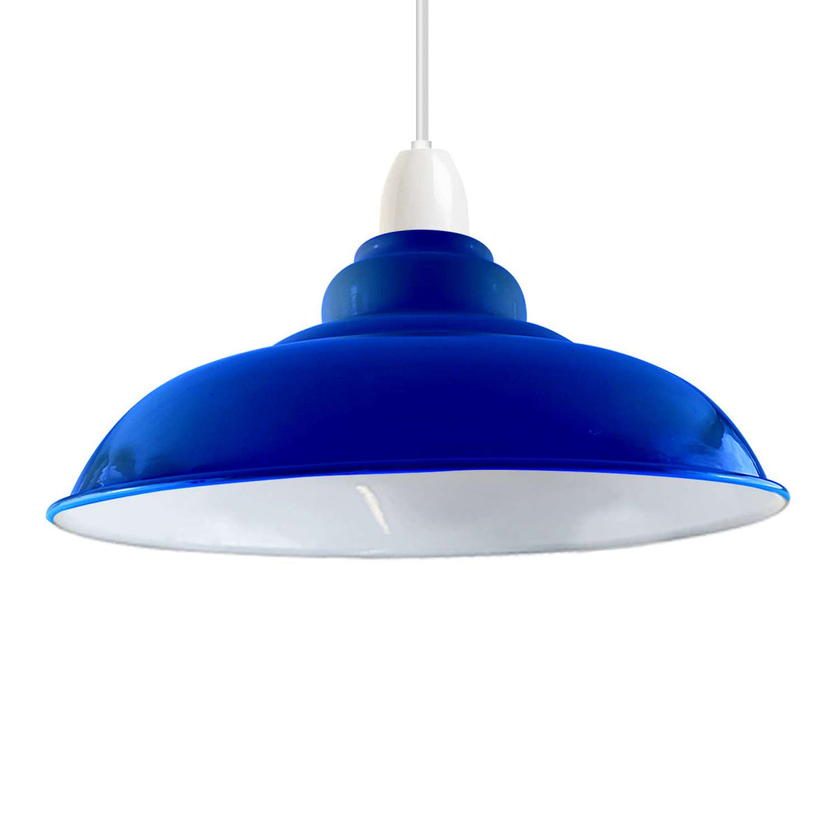 Gloss Metal Lamp Shade 32 cm – Easy Fit, 13 Colours - Navy Blue, Single, 32 cm with Reducer Ring