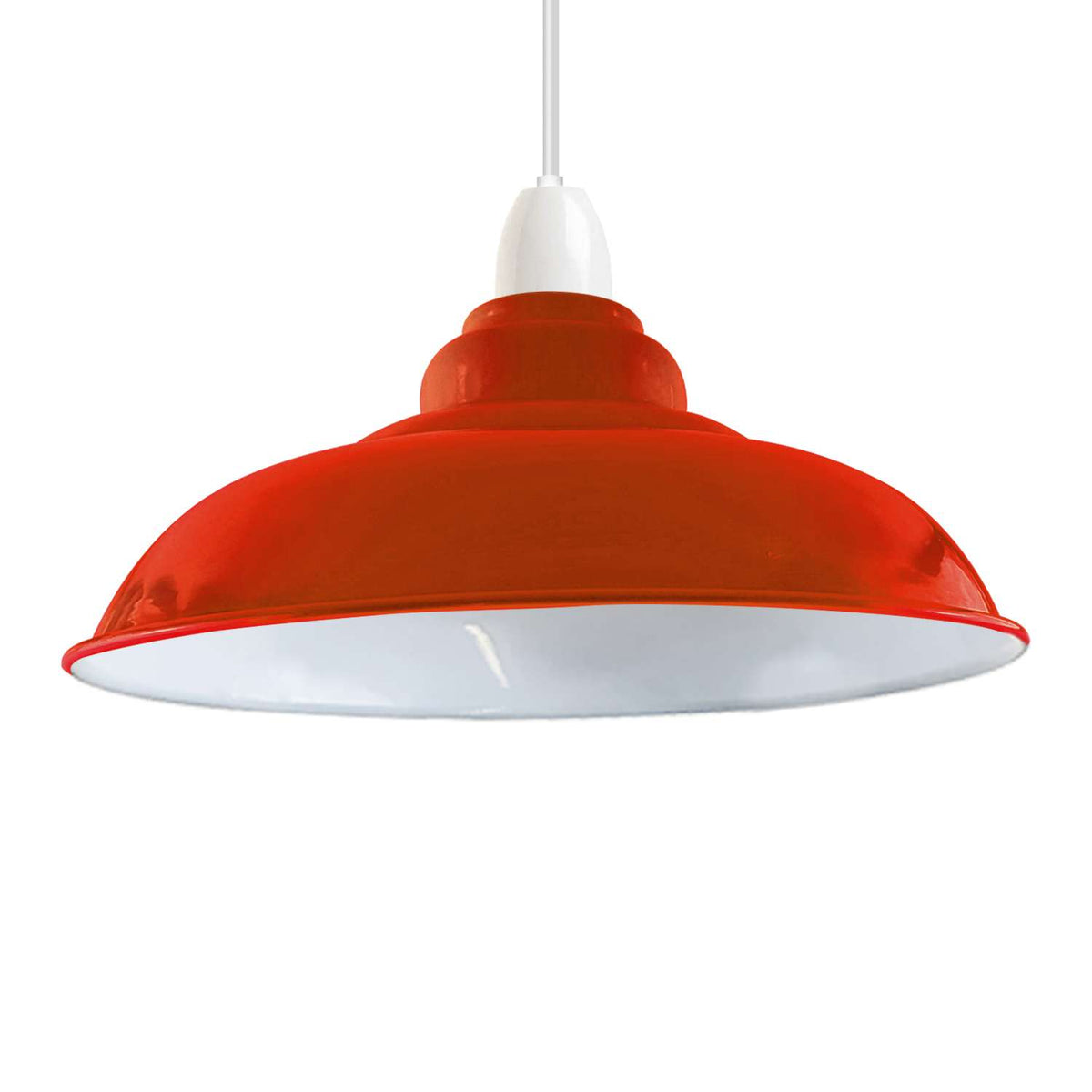 Gloss Metal Lamp Shade 32 cm – Easy Fit, 13 Colours - Orange, Single, 32 cm with Reducer Ring