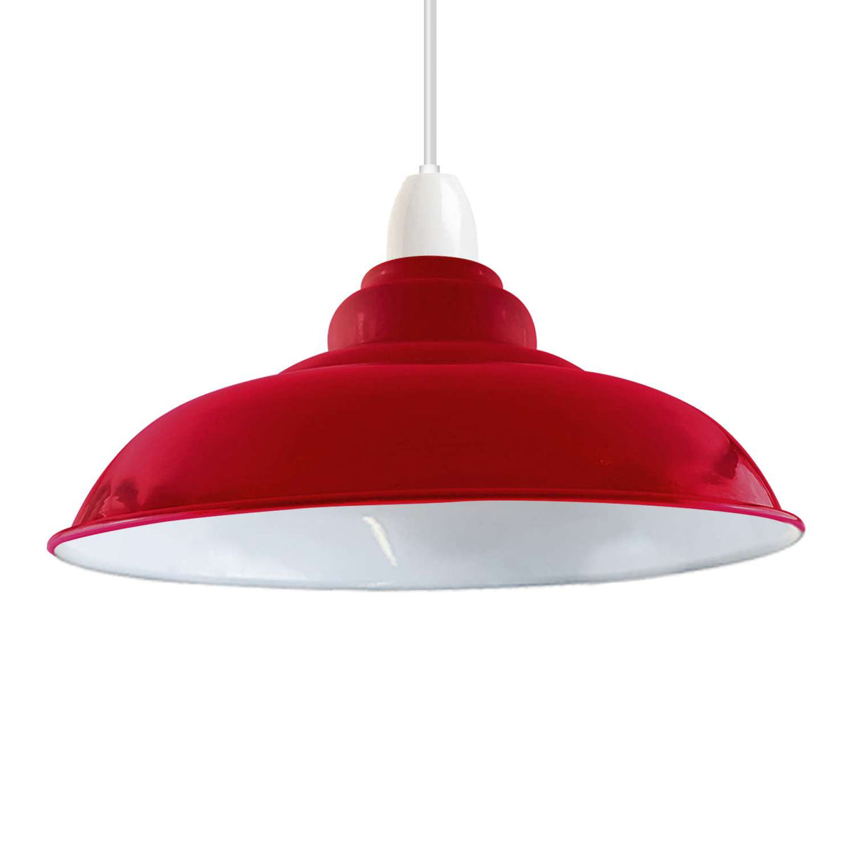 Gloss Metal Lamp Shade 32 cm – Easy Fit, 13 Colours - Red, Single, 32 cm with Reducer Ring