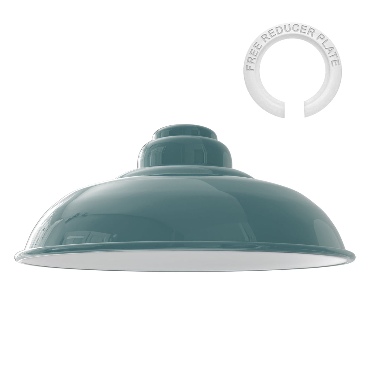 Gloss Metal Lamp Shade 32 cm – Easy Fit, 13 Colours - Cyan Blue, Single, 32 cm with Reducer Ring