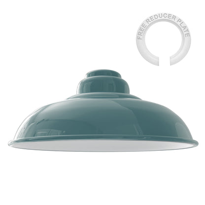 Gloss Metal Lamp Shade 32 cm – Easy Fit, 13 Colours - Cyan Blue, Single, 32 cm with Reducer Ring